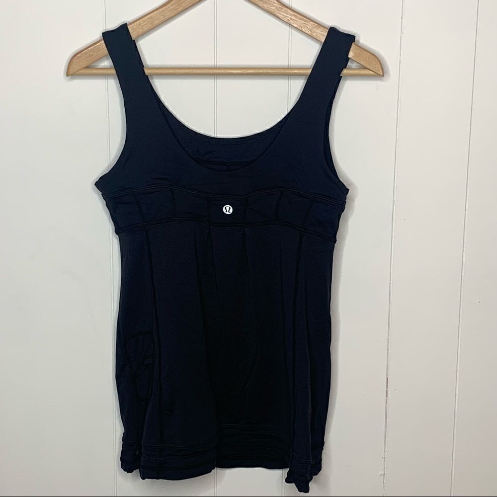 Lululemon Tank Top Black Elevate Adjustable Cinch Waist Womens Size 6 Gym Yoga - Picture 2 of 7